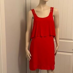Maeve for Anthropologie Women’s Red Tiered Shift Dress Size 12